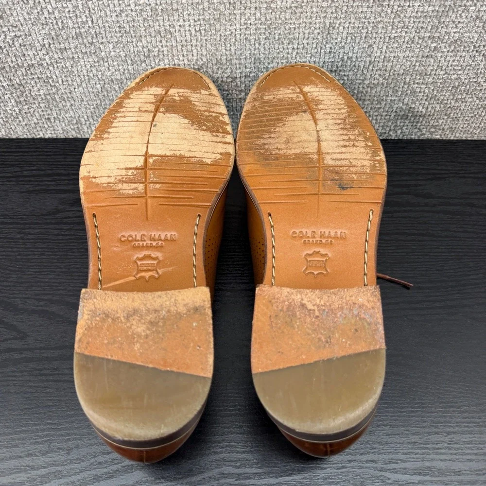 Cole Haan Men's 10.5 Tan Washington Grand Laser Wingtip Oxfords
